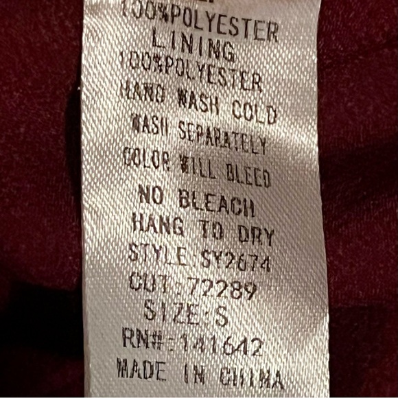 She + Sky Burgundy Satin Wide-Leg Jumpsuit – Size Small - Picture 4 of 5